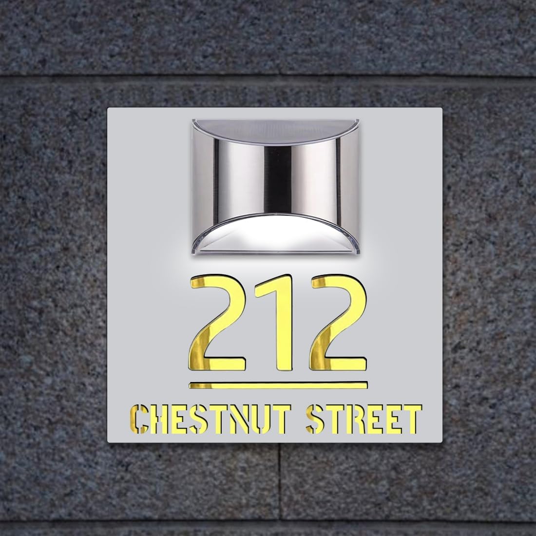 Plaques & Wall Art - Personalized LED Solar Slate House Sign,house address plaque for outside,Custom Outdoor Door Home Address Numbers Street Name LED Illuminated Contemporary for Home Office Hotel,Square (Address Plaque-A)