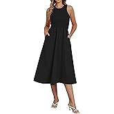 Naggoo Women's Sleeveless Dress Summer Casual Flowy Sundress Knit Tank Top Racerback Midi Dresses Pockets