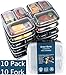 10 Pack Meal Prep Containers with Lids 3 Compartment Plastic Food Containers