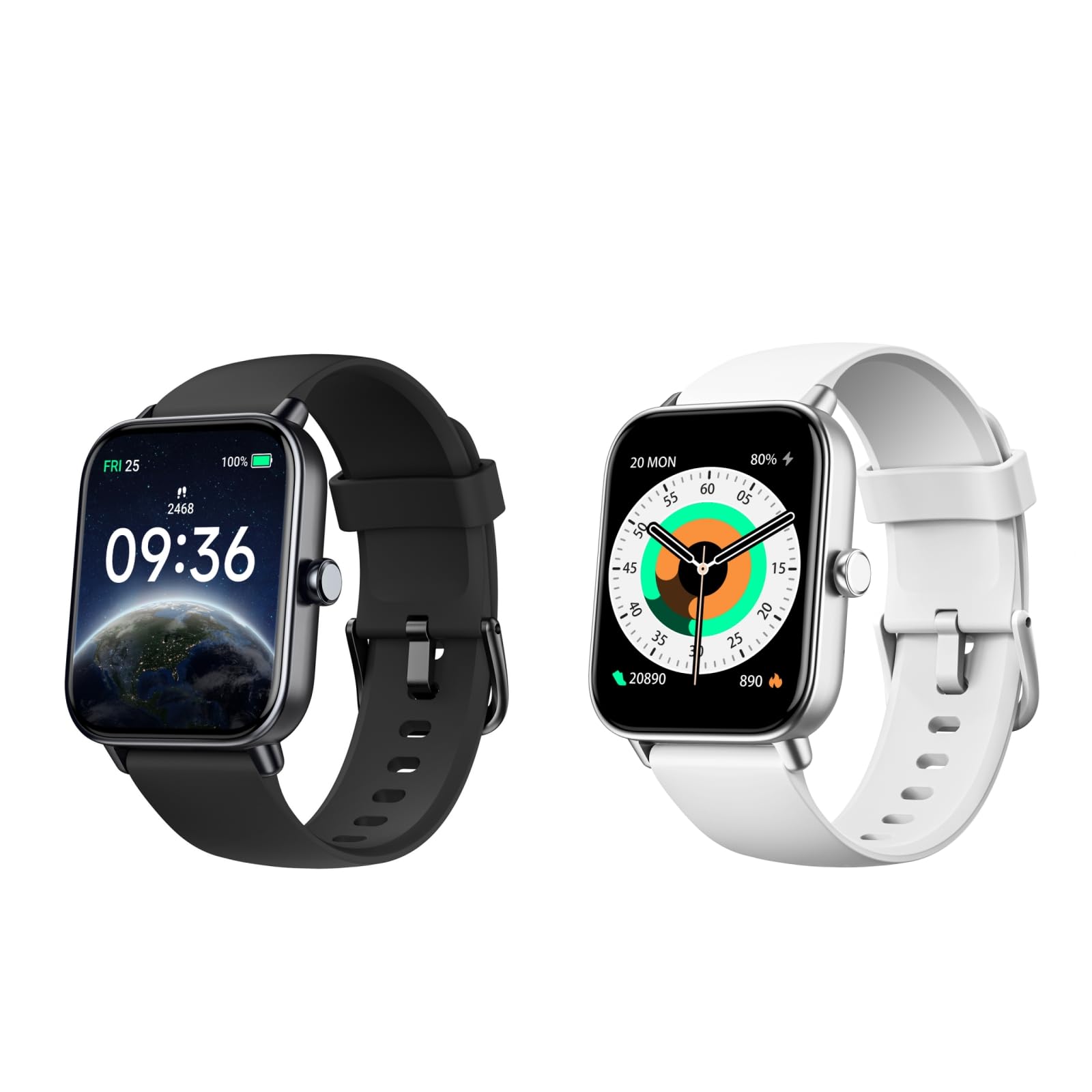 ENOMIR 2 Pack Smart Watch （W19 Black and W19 White） Bundle