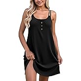 AiMgFUN Womens Summer Spaghetti Strap Casual Swing T Shirt Dresses Beach Cover up Loose Sundress with Pockets