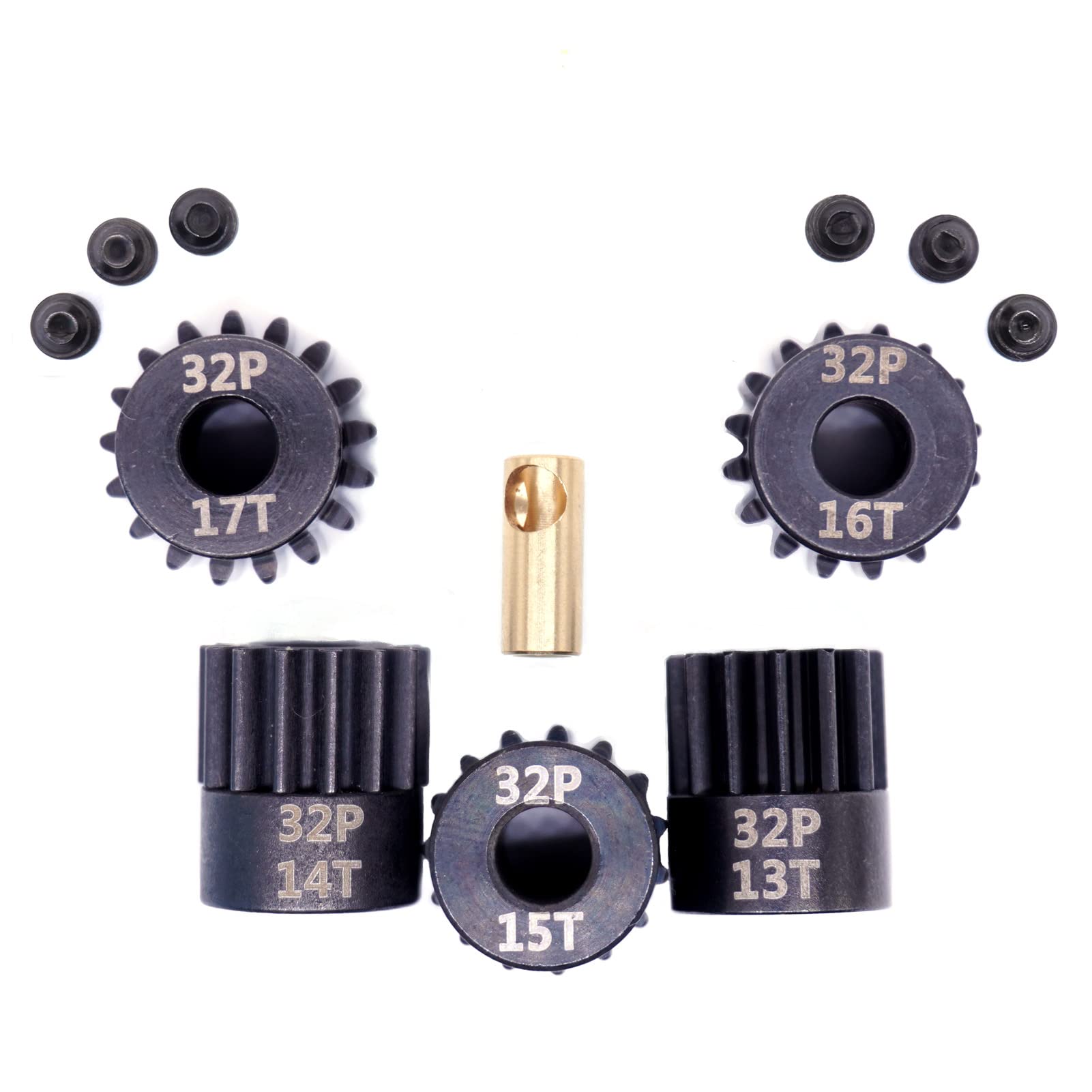 MakerDoIt 32P 5mm Pinion Gear Set 13T-17T with Hex Key for RC Cars