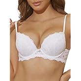 zossav Push Up Bras for Women Add 2 Cups Sexy Lace Cleavage Extra Padded Plunge Bra Underwire