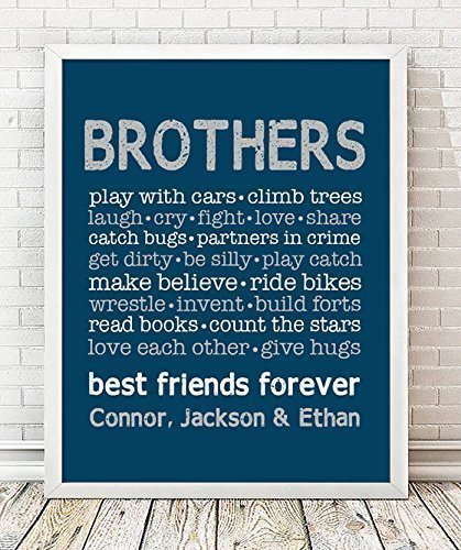 Brother Rules Paper Art Print | Brother Wall Art | Brother Sign | Shared Boys Room | Brother Playroom | Boy Playroom | Brother Gift | Brother Decor