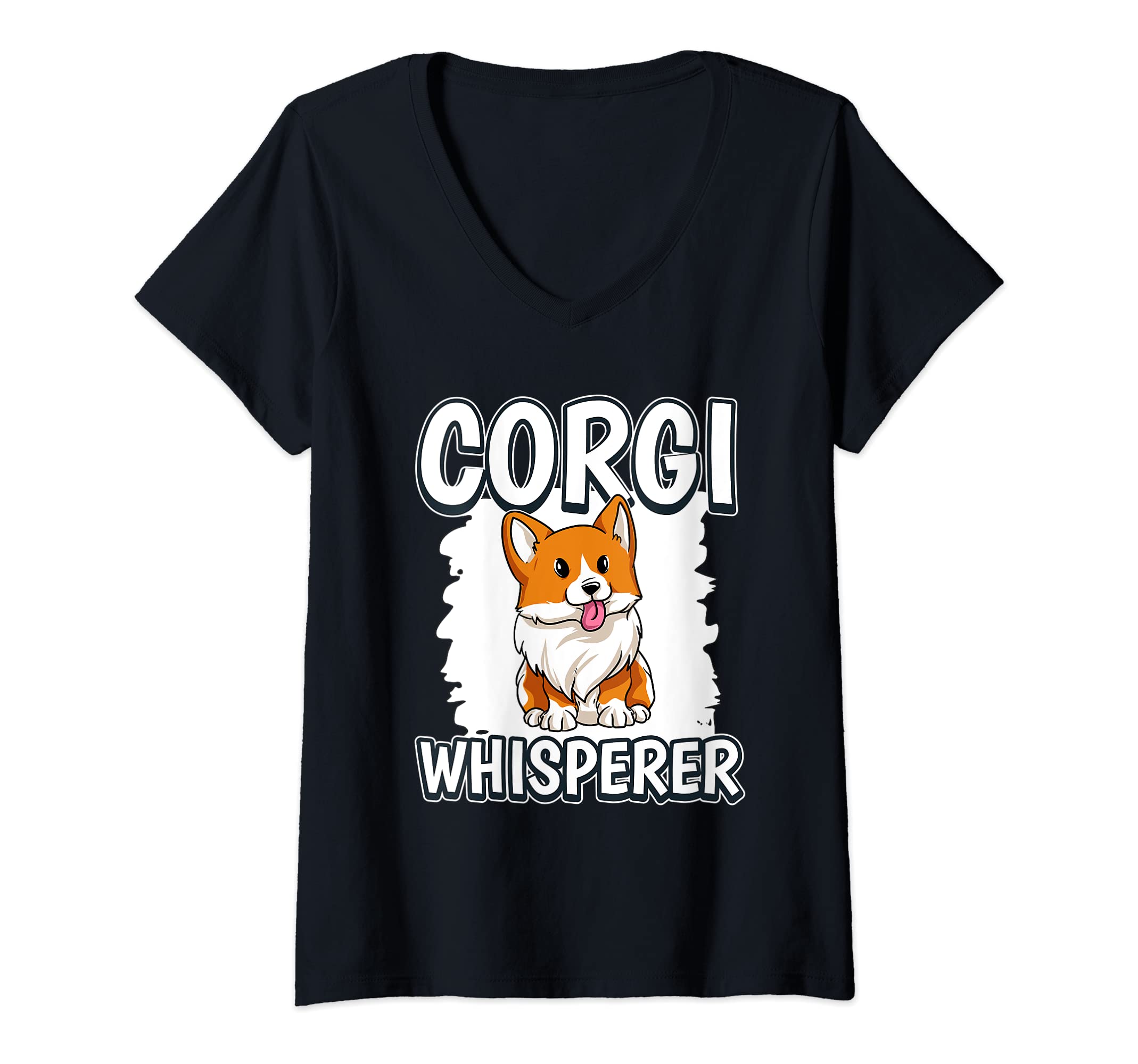 Womens Corgi Whisperer Corgi V-Neck T-Shirt
