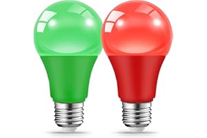 JAHEKS Red Green Light Bulbs for Christmas, 9W(60W Equivalent) E26 Base Red Green Bulb for Christmas Halloween,Wedding,Party,Bar,Porch,Holiday Lighting,Home Decor, 2-Pack
