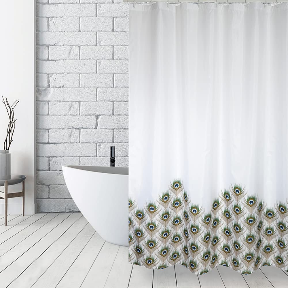 MSV Polyester Shower Curtain 180 x 200 cm Peacock