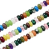 SUNNYCLUE 1 Box About 150Pcs 4mm Stone Heishi Beads Flat Stone Beads Bulk Natural Mixed Gemstone Crystal Round Colorful Loose Spacer for Crafts Jewelry Making DIY Bracelets Necklaces Supplies Adults