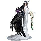 QAHEART 25cm Albedo Figure Statue Model, Big Size Anime Figure White Wedding Dress Version Albedo Figurine Sculpture, PVC Handmade Collectible Desktop Display Decoration
