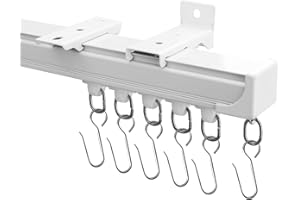 Hoeflife Ceiling Curtain Track, Curtain Track Ceiling Mount, Room Divider Curtain Rod or Wall with Rolling Hooks, Ceiling Shower Curtain Tracks Perfect for Privacy in Open Rooms (6-9ft, White)