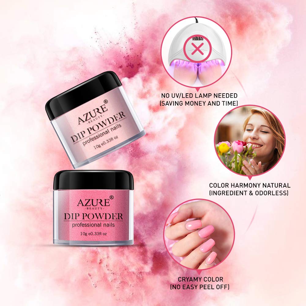 AZUREBEAUTY Nude Pink 8 Colors Dipping Powder Nail Starter Kit Acrylic Dipping Powder System Essential Kit for French Nail Manicure Nail Art Set : Beauty
