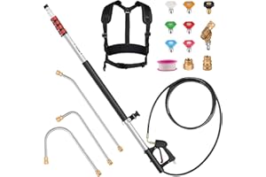 LIDODOLA Pressure Washer Telescoping Wand - 24 FT High Pressure Washer Wand Included Power Washer Extension Wands, Gutter Cleaner, 7 Spray Nozzle Tips, 2 Hose Adapters and Support Belt