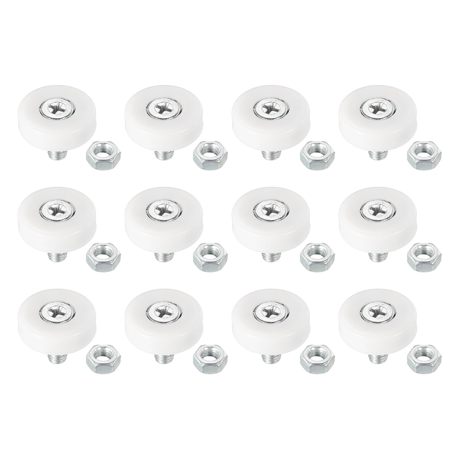 PATIKIL 22mm Drawer Rollers, 12 Plastic Drawer Pulley Replacement Wheels Bearing Small Pulley with Nuts