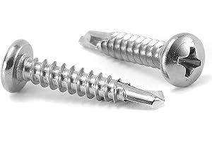 #8 x 1" Sheet Metal Screws 100Pcs 410 Stainless Steel Pan Head Fast Self Tapping Screws by SG TZH