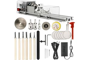 OPHIR Mini Lathe Machine, Wood Lathe Milling Machine, 100W DIY Wood Working CNC Lathe Tools Accessories for Wood Polishing, Grinding, Cutting and Milling, 24V DC