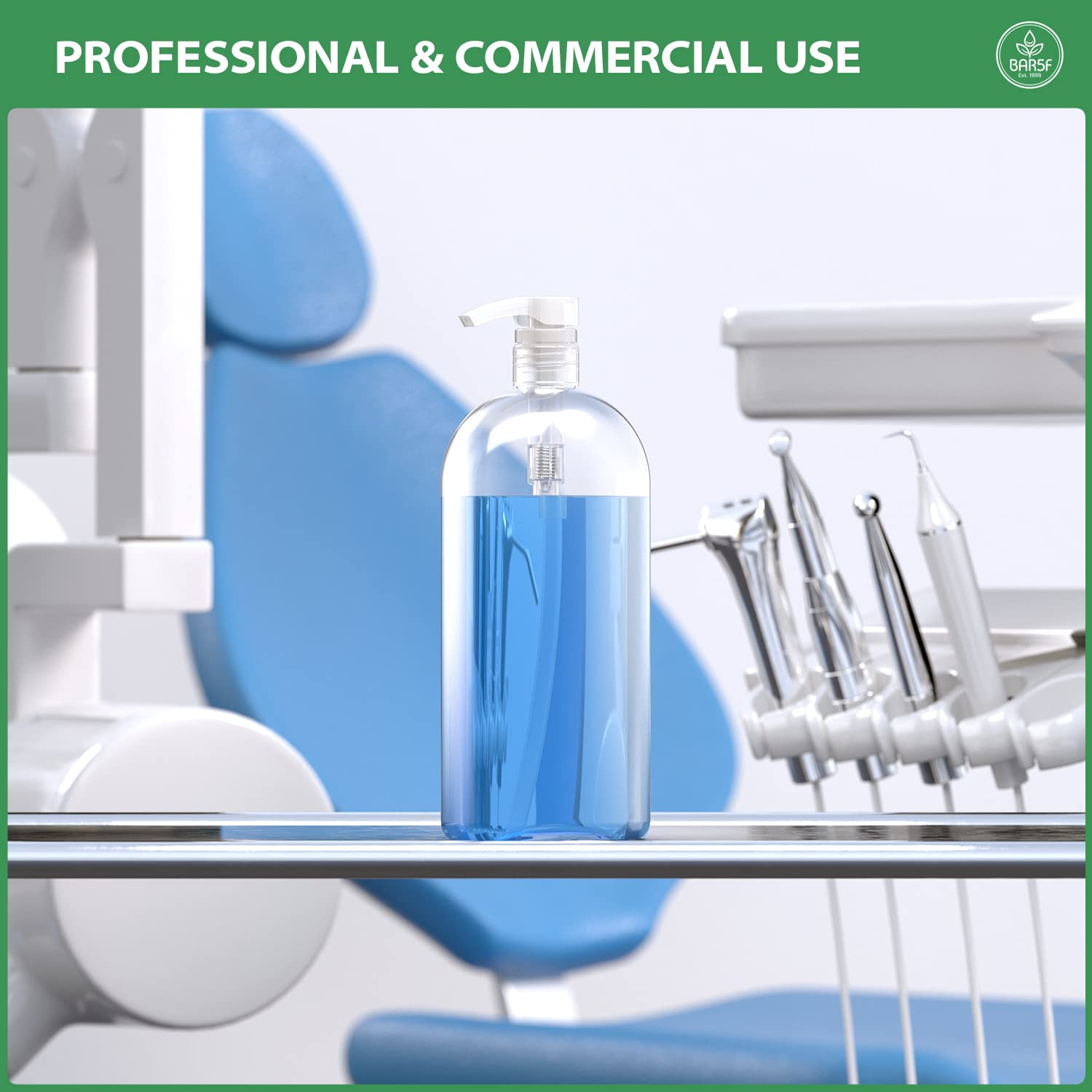 Bar5F Empty Shampoo Bottles with Pumps Dispenser 32 oz (1 Liter) Leak-Proof Large Empty Refillable BPA-Free 2-Pack
