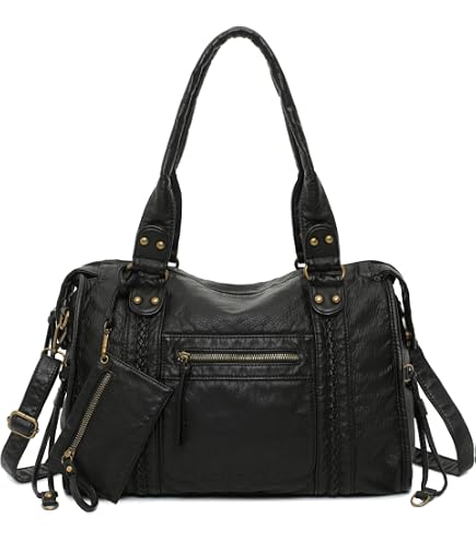 JOLLQUE Rivet Crossbody City Bag for Women,Large Retro Washed