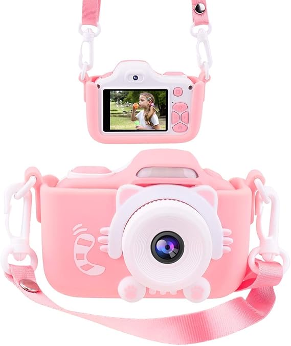QCHEA Kids Gifts Camera 16 0MP HD 2 Screen 8 0MP Shockproof Mini Child Video Camera Camcorder for Boys Girls Ages 3 10 Child Selfie Camera Camcorder with Safe Silicone Case for Child Play