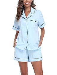 COLORFULLEAF Womens 100% Cotton Pajamas Short Set