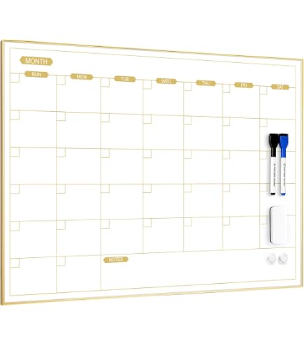 U Brands Tableau Magnétique Effaçable à Sec, 89 X 119 Cm, Cadre En Bois Rustique (4893U00-01) - Blanc
