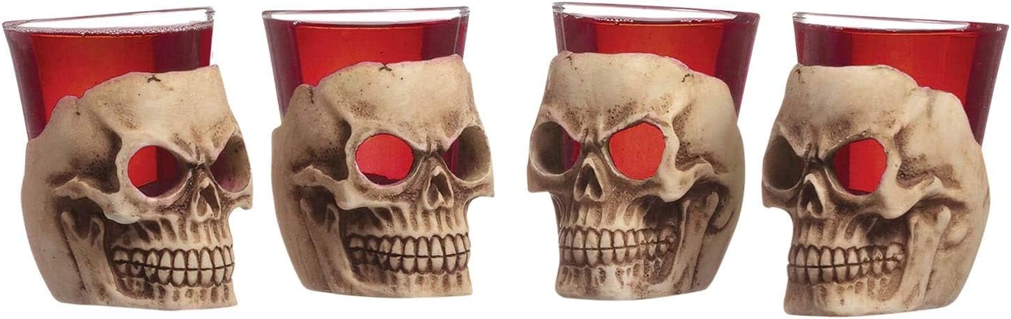Mixology Skull Shot Glass, Clear, Set of 4