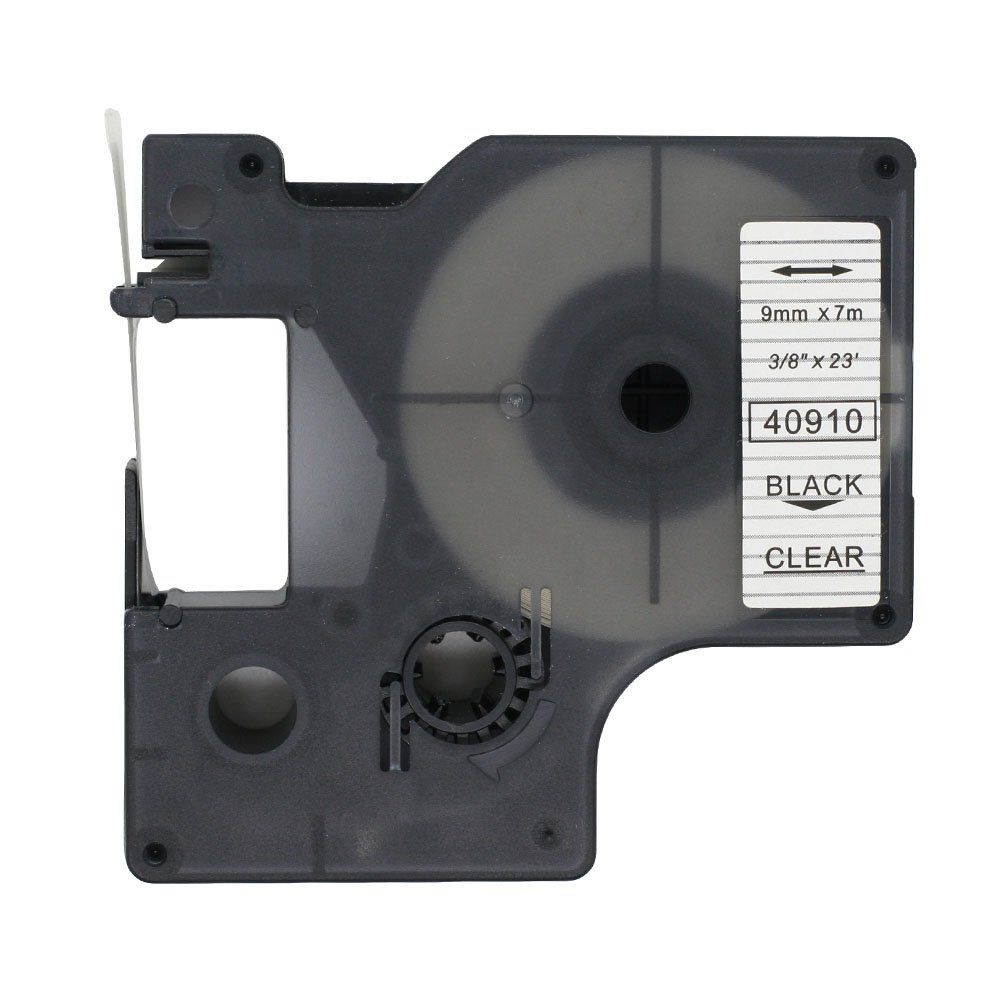 Fassport 1 Pack Black on Clear Label Tape Compatible for DYMO D1 40910 9mm 3/8"