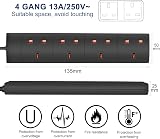 EXTRASTAR 4 Way Extension Lead 13A UK Plug 3M Power Strip Black view 2
