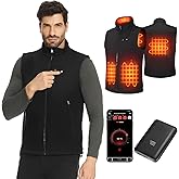 KEMIMOTO Windproof Heated Vest for Men with Battery, Soft Shell Electric Vest, Lightweight Hunting Vest with APP Control