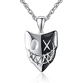 TANGPOET Skull Necklace 925 Sterling Silver Skeleton Punk Pendant Viking Skull Mask Necklace Hiphop Masquerade Party Halloween Gothic Jewelry Gifts for Men Women