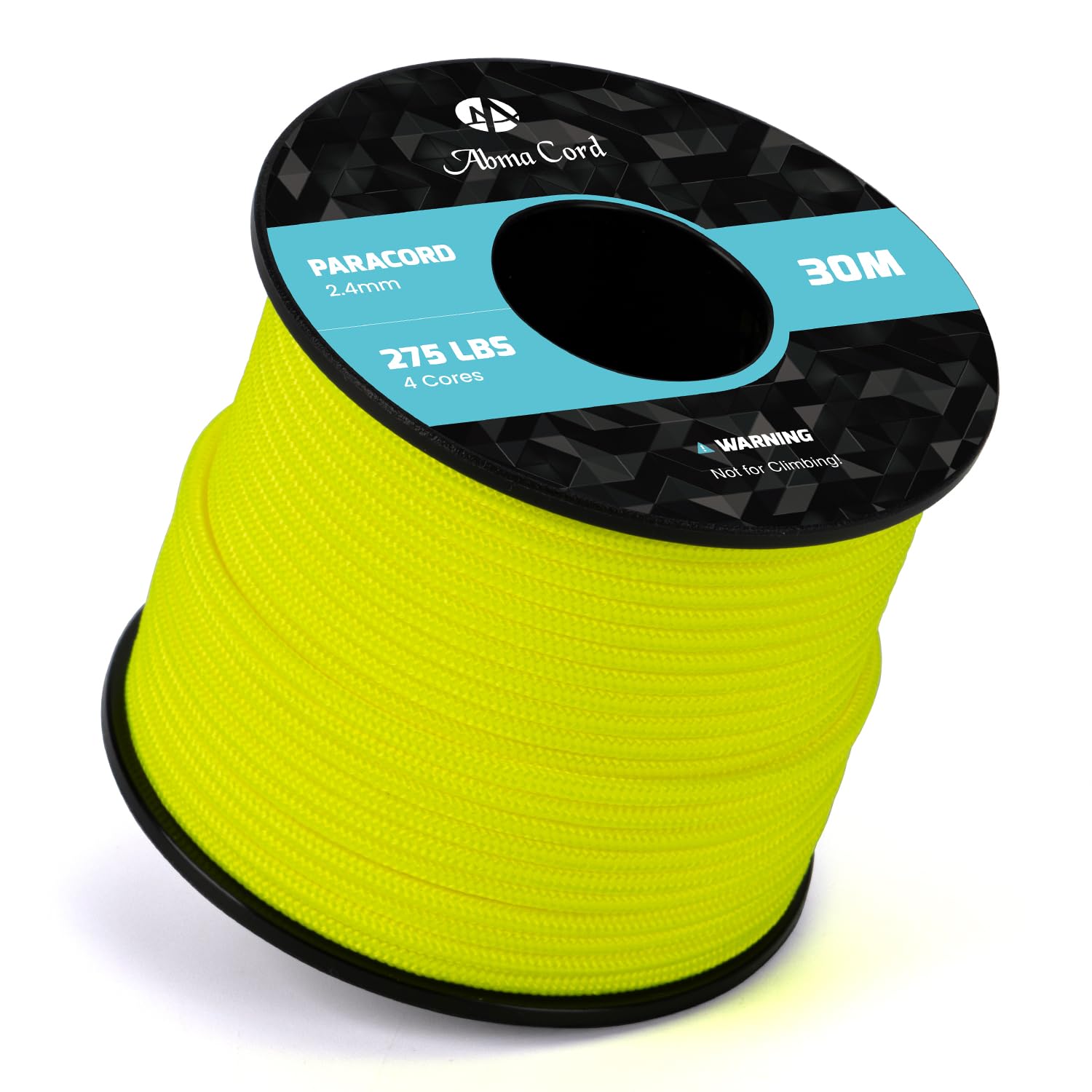 Abma Cord 2.4mm Paracord 275 30m Nylon Rope 4 Strands Tactical Parachute Cord - Max. 125kg (275lbs) - Neon Yellow โ image 1
