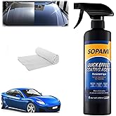 Sopami Car Coating Spray,Quick Effect Coating Agent,Quickly Coat Car Wax,Car Scratch Wax Polish Spray Waterless Wash,Oil Film Emulsion Glass Cleaner with towel (1 pcs)