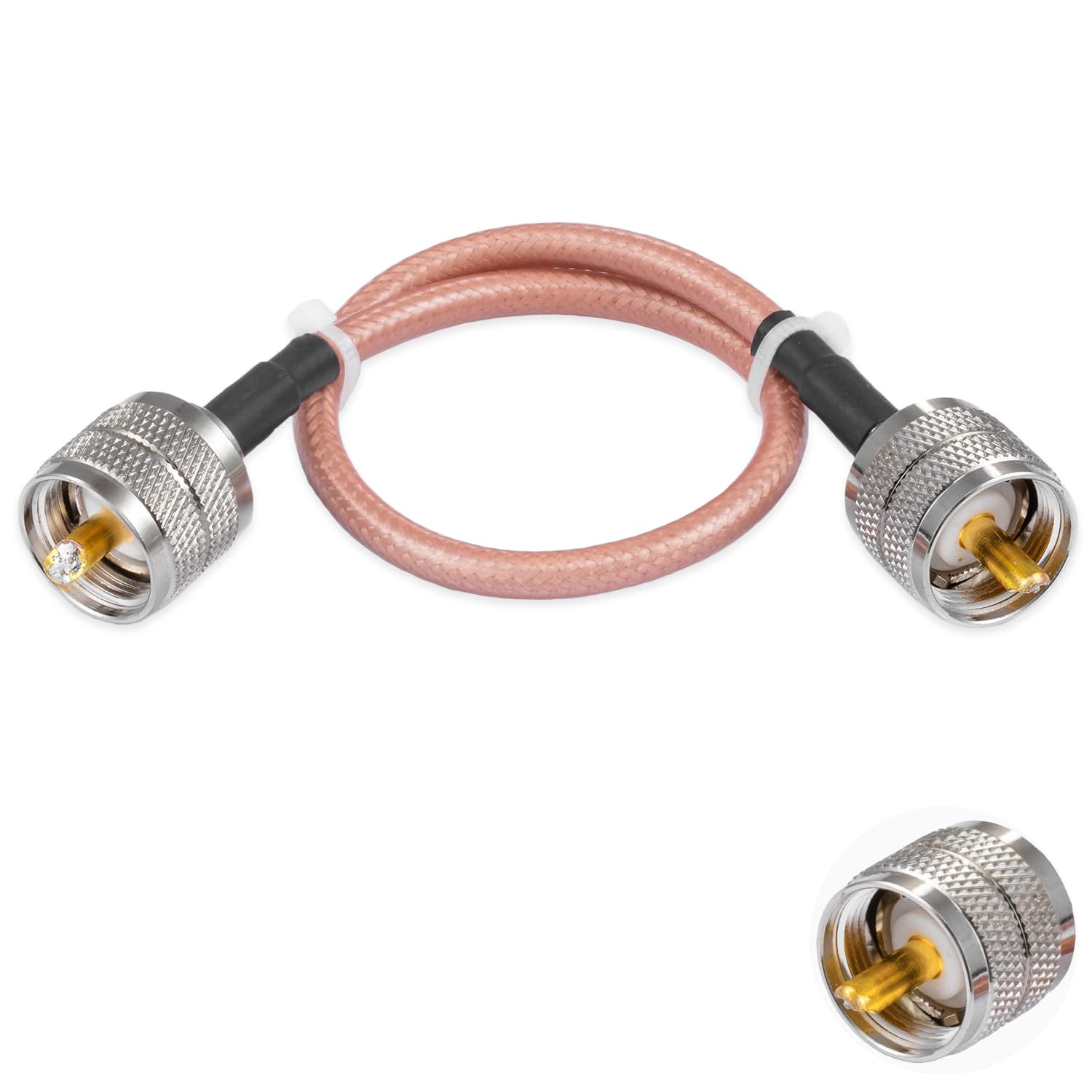 Vecys PL 259 Cable UHF Male PL-259 to UHF Male PL-259 Low Loss Coax Cable RG400 12"/30CM for Walkie Talkie CB Radio SWR Meter Antenna Analyzer