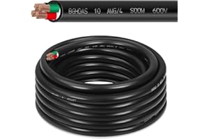 BGHDAS 25ft 10/4 10 AWG Portable Power Cable (4 Conductor) - SOOW 600V 10 Gauge Electric Wire for Generator, Portable Lights, RV/EV Car Battery Chargers and Machinery - 25 Feet Electrical Cord