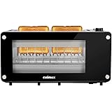 CUSIMAX Glass Toaster 2 Slice Long Slot Toasters with Window, Bangel Toaster, Artisian Bread Toaster Stainless Steel Wide Slo