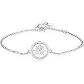 GAVU Compass Bracelet for Women 925 Sterling Silver Adjustable, Chain Bracelet for Women