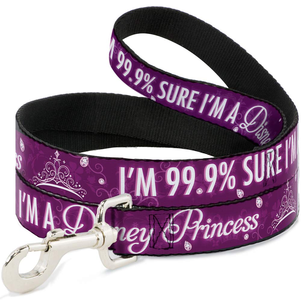 Buckle Down Wide 0.5" "I'M 99.9-Percent Sure I'M A Disney Princess Pinks/White Dog Leash, 6'