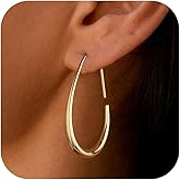 Ewrkb Chunky Hoop Earrings for Women, 14k Gold Plated Statement Big Hoops Earrings Lightweight Dangle Drop Earrings for Women Trendy Hypoallergenic Chunky Gold Hoop Earrings Fashion Womens Jewelry