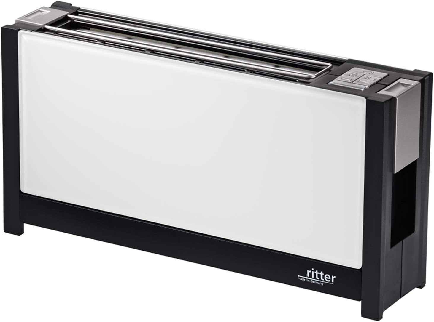ritter Volcano 5 White, Elongated Slot Toaster with Elegant Glass