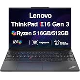 Lenovo ThinkPad E16 Gen 3 Laptop, AMD Ryzen 5 230, 16" FHD+, 16GB/512GB | Premium Business Laptop, 6-core Processor (> Ryzen 5 7535U), Copilot, Fingerprint, Backlit, TB 4, 5MP RGB Webcam, Win11Pro