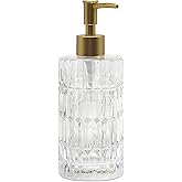 UHEY HOME Glass Lotion Soap Dispenser Bathroom Refillable 14.3oz Liquid Soap Dispenser with Rust-Proof Plastic Pump for Kitchen