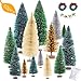Nilos 53 PCS Artificial Mini Christmas Trees Set, Bottle Brush Trees with Wood Base Tabletop Sisal Trees for Winter Crafts Christmas Themed Decor 5 Colors and 7 Sizes