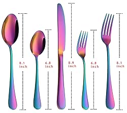 Rainbow Silverware Set Flatware Cutlery - 40 Pieces