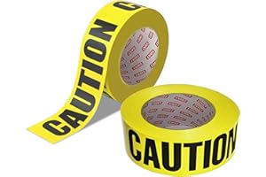 SWRT 2 Rolls Premium Yellow Caution Tape, 3 Inch x 1000FT(Total 2000FT) Bright Hazard Tape with Bold Black Text for Danger Zones/Sporting Events, Construction Tape for Crime Scenes/Halloween Decor