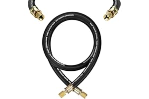 2026 Upgraded 1/2" HVAC Vacuum Hose, 3/8" to 3/8" Fittings, 5 FT, High-Flow Refrigerant Hose, Faster HVAC Evacuation and Reco