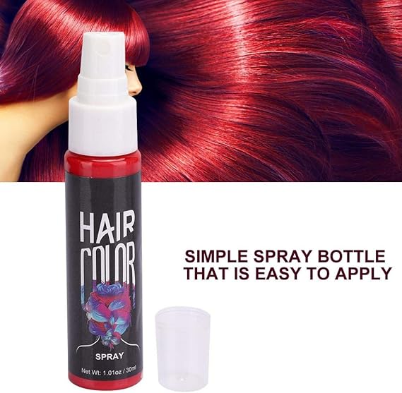 Amazon 30mlの一時的な染毛剤スプレー 安全性と信頼性の高いdiyヘアカラースプレーヘアスプレー 液体 男性と女性の両方のためのインスタント染毛剤 赤 Yuytee 増毛 ボリュームアップスプレー 通販