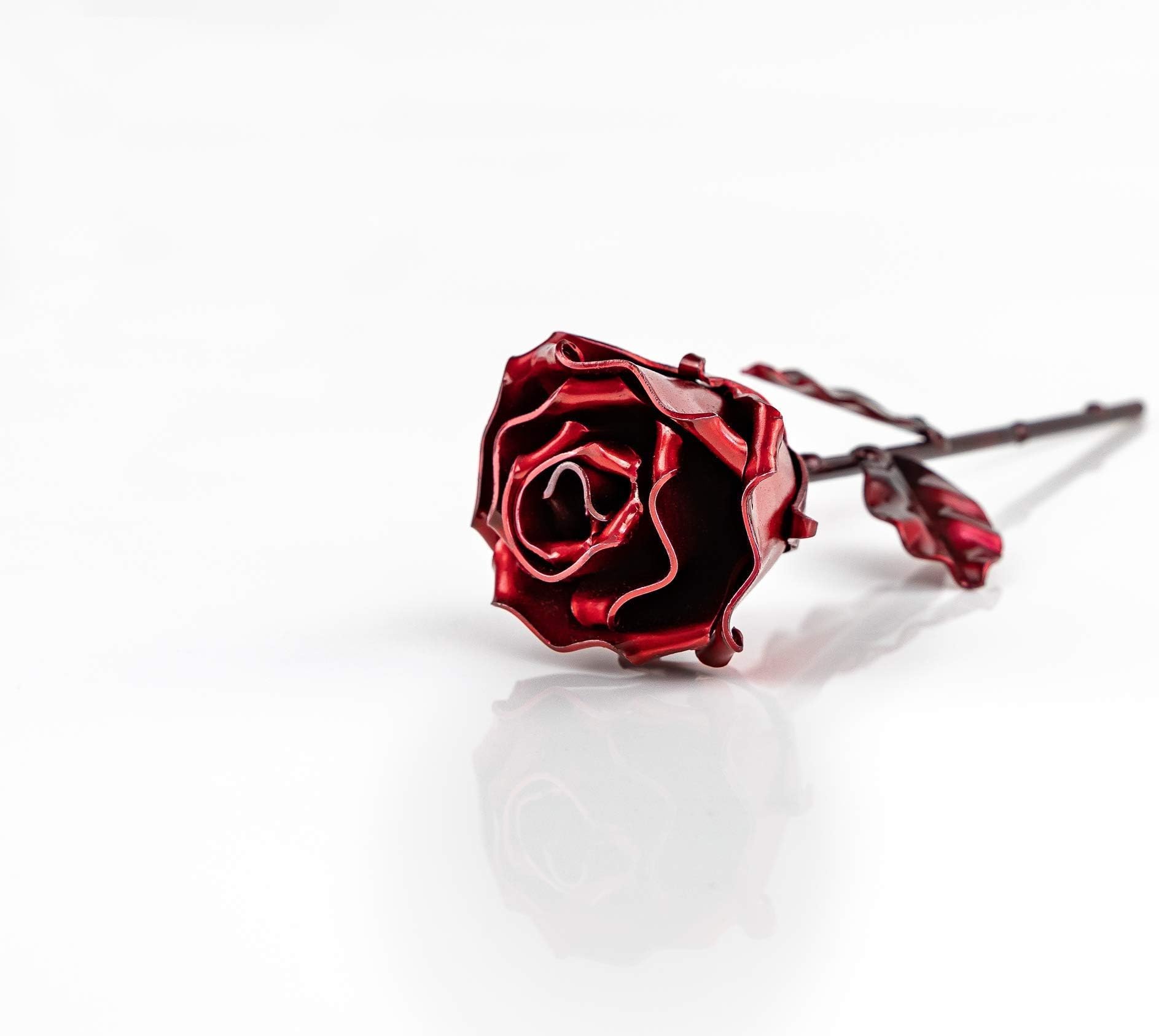 Eternal Wrought Iron Rose - Hand forged (Red)