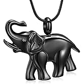 Hearbeingt Elephant Urn Necklace for Ashes Cremation Jewelry Stainless Steel Ash Pendant for Human Pets Memorial Necklaces Keepsake Jewelry of Loved Ones
