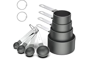 8 Pcs Measuring Cups & Spoons Set, Nesting Measuring Cups with Stainless Steel Handle,Stackable Cups and Spoons for Measuring