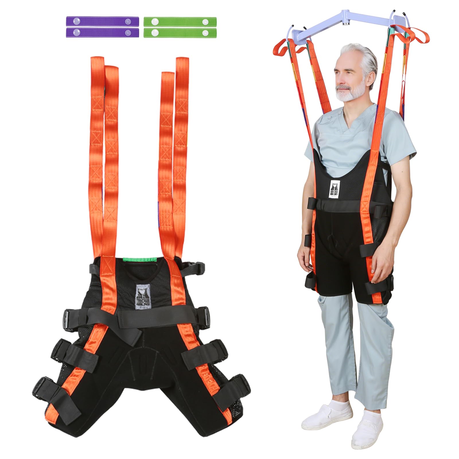 Photo 1 of Ehucon Comfort Padded Patient Lift Walking Sling with 4-Way Stretchable Fabric,Portable Patient Standing Harness for Ambulating Support Training,SWL-500LBS (Black, Large)