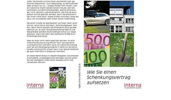 Wie Sie Einen Schenkungsvertrag Aufsetzen German Edition